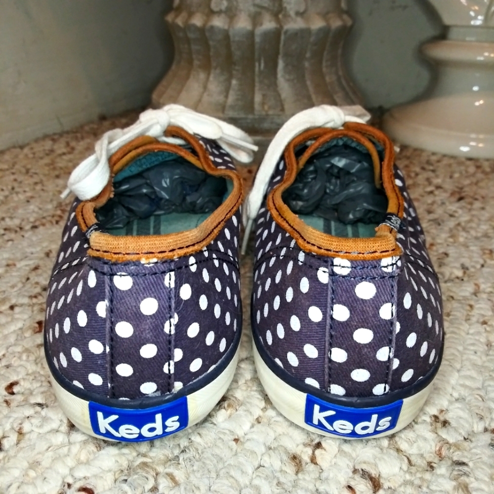 Keds Navy & White Polka Dot Champion Sneakers - Picture 6 of 11